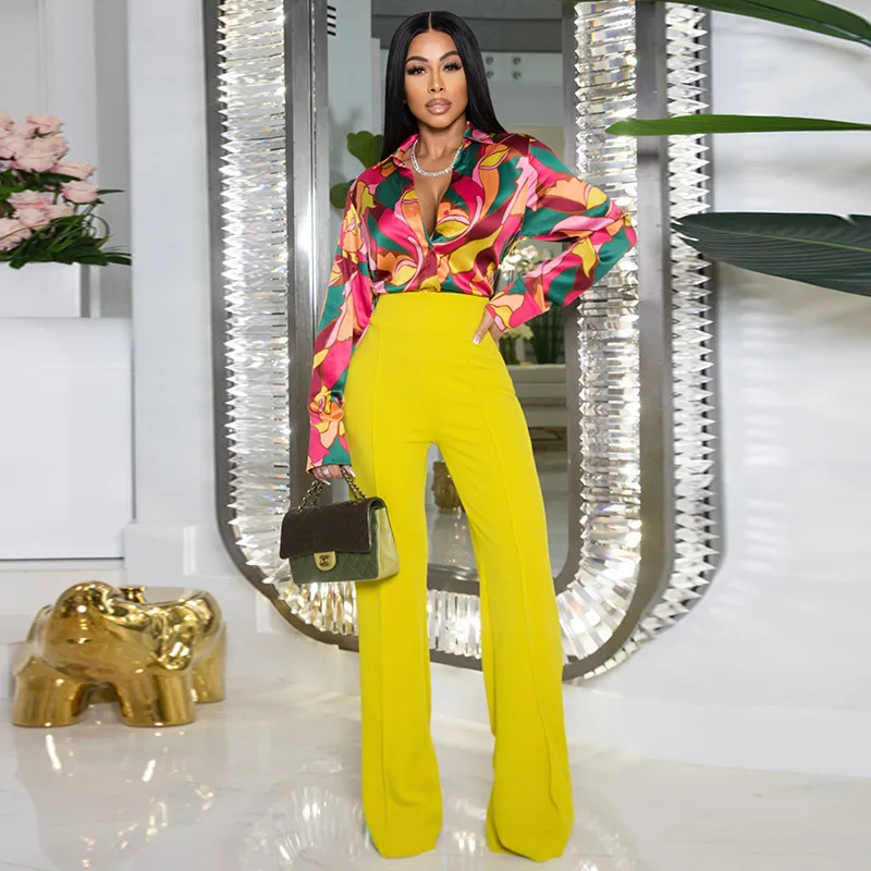 

Long Sve Slim Fit Irt Широкие брюки Комплект женских брюк Irt с принтом Ensemble Faionable Спецодежда Осенняя коллекция