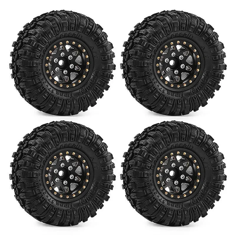 

TRX4M 4PCS Metal 1 Inch Wheels with Tires Upgrade Hub Tyre Set for 1/18 RC Crawler Car Trxs TRX4-M Defender Bronco SCX24 FMS