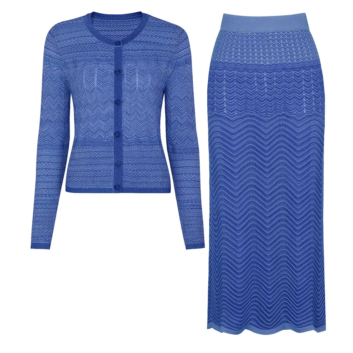 Women's Long Sleeved Cardigan Top Jacket Sleeveless Dress High Quality Spring And Autumn New Fashion Commuting Knitted Set