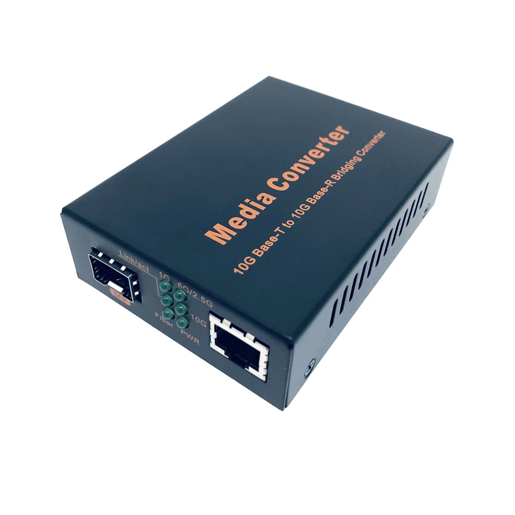 ●  10G Media Converter Switch + to + 10Gbps Fiber Optic to RJ45 100M/1000M/10G Ethernet Switch Gigabit EU Plug