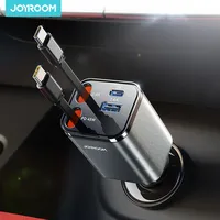 Joyroom 84W Car Charger With Retractable Cable Fast Charging Cigarette Lighter Adapter Dual Type C Cables For iPhone 17 16 15
