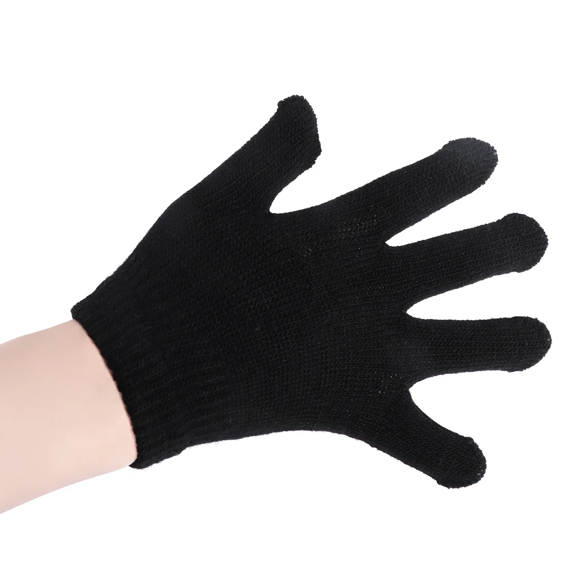 

12 Pair Gloves Winter Knitted Mittens for Full Finger Warm Black Work