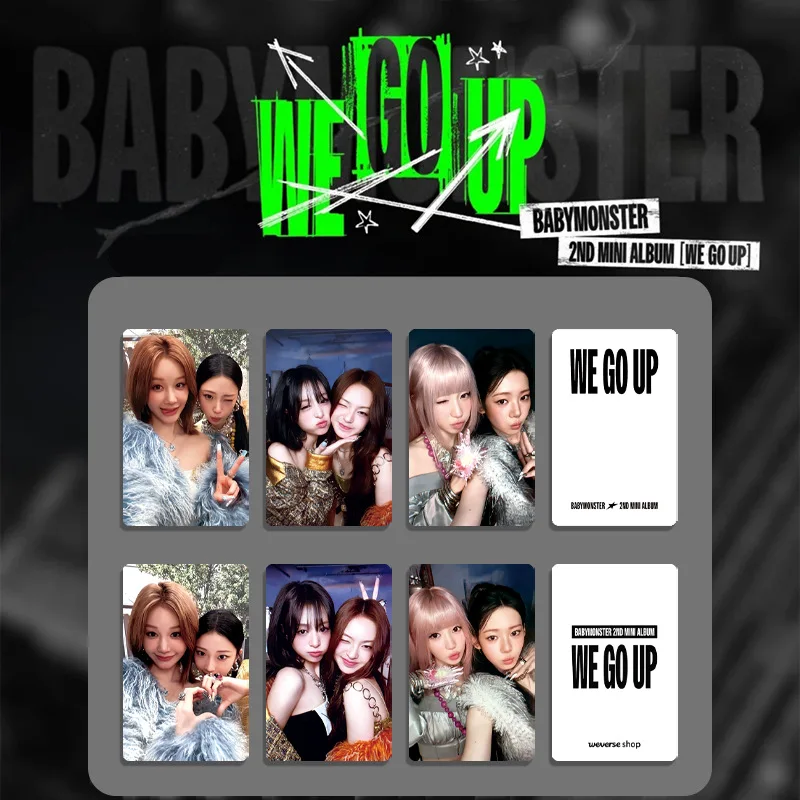 Kpop babymonster nova lista de cartões fotográficos brilhantes ahyeon chiquita farita we go up álbum wvs k4 ver selfie lomo cartões coleção de fãs