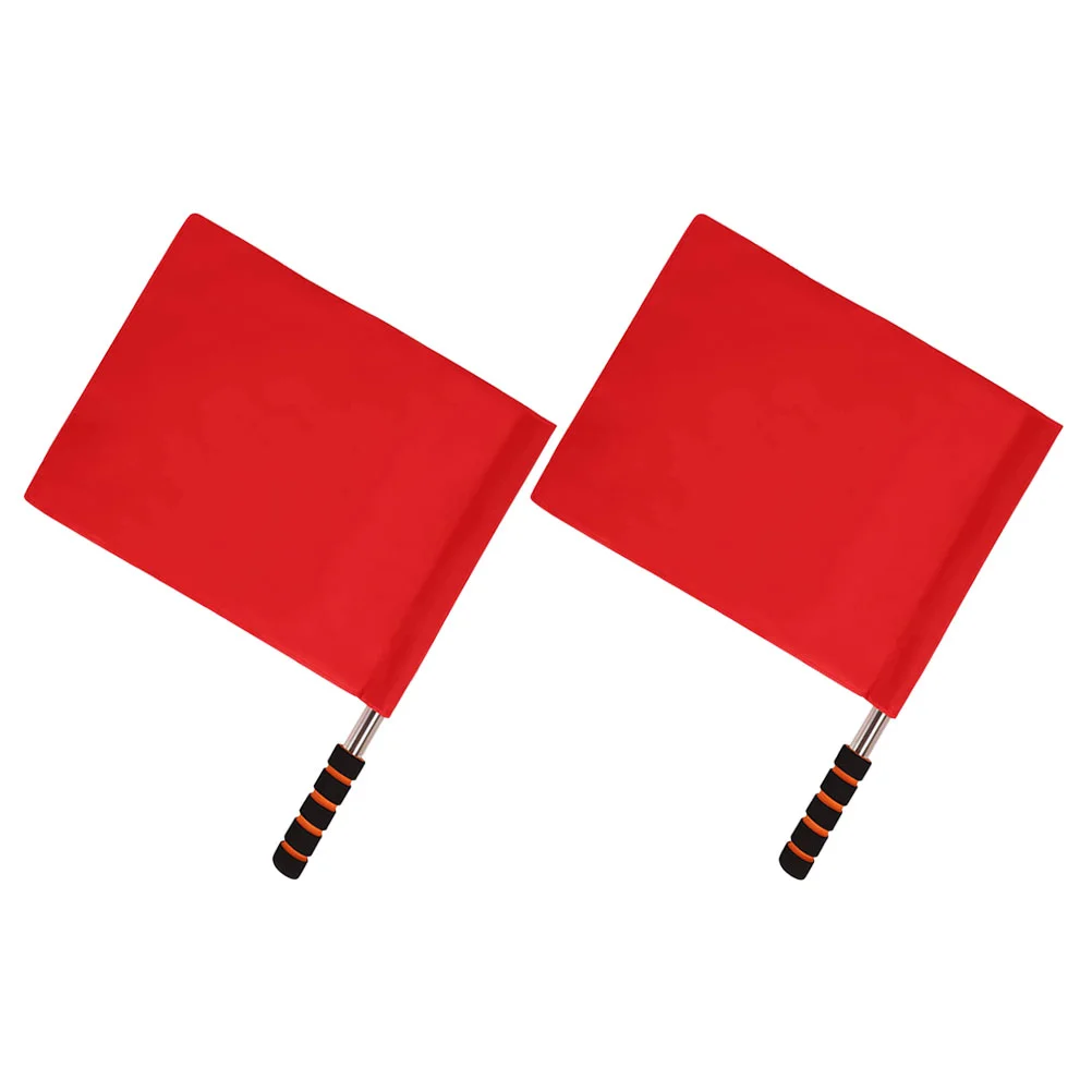 

2 Pcs Flag Referee Soccer Sports Equipment Hand Signal Banner Match Waving Flags for Racing Referees Conducting Traffic Red