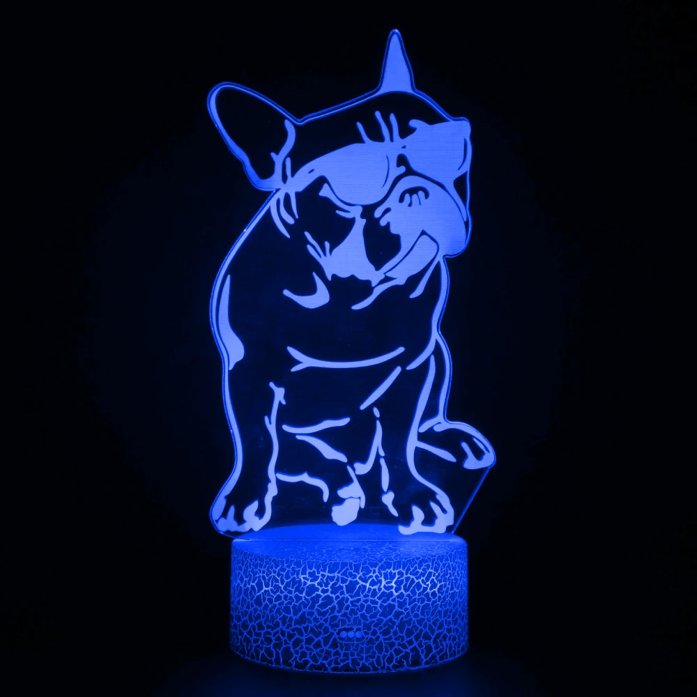 Nighdn 3D French Bulldog Dog Night Light LED USB Charge Bedside Lamp Birthday Christmas Gifts for Boys Girls Kids Room Decor