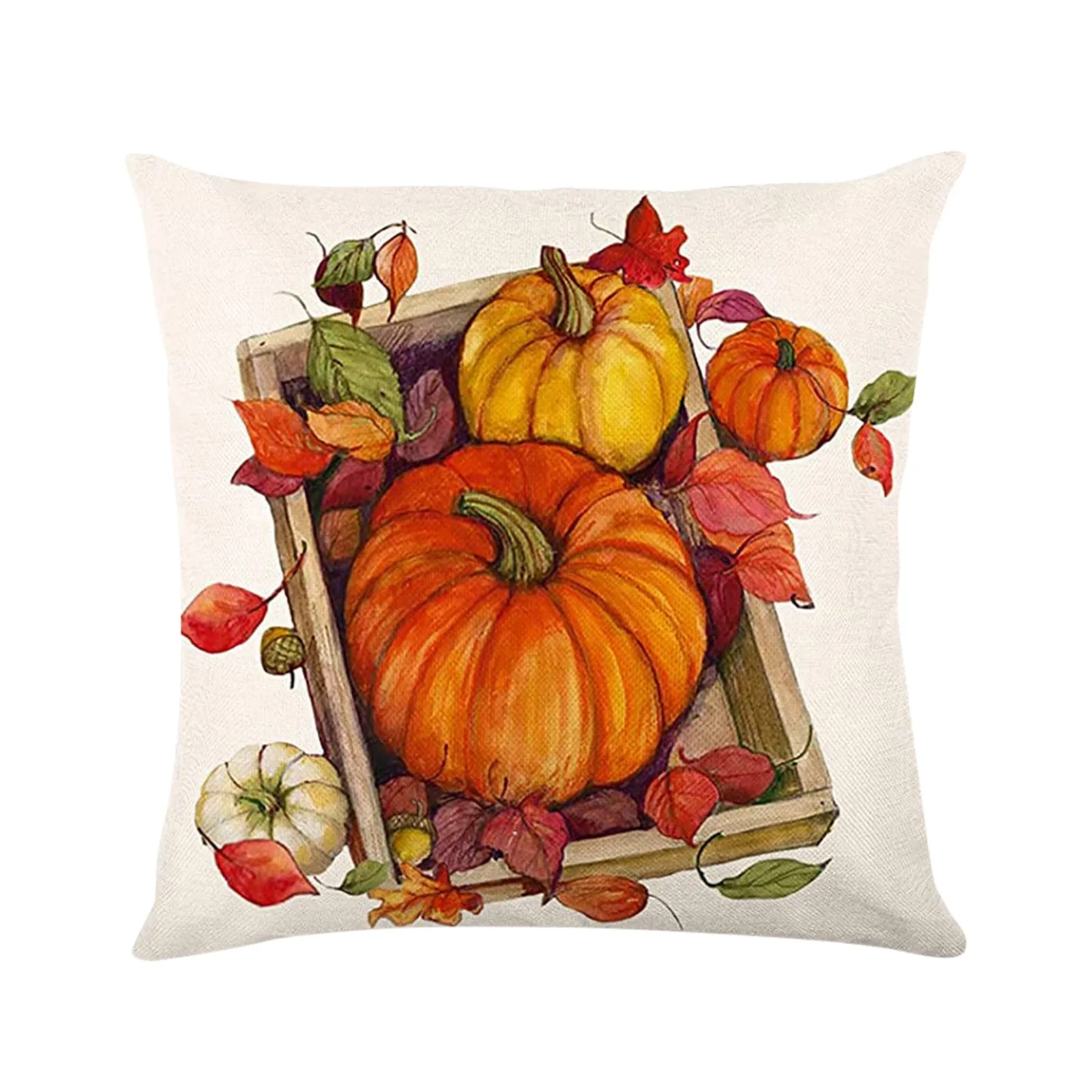 

Fall Thanksgiving Decorative Pillow Cover Pumpkin Maple Leaves Print Pillowcase Farmhouse Home Decor Cushion Pillow Cover