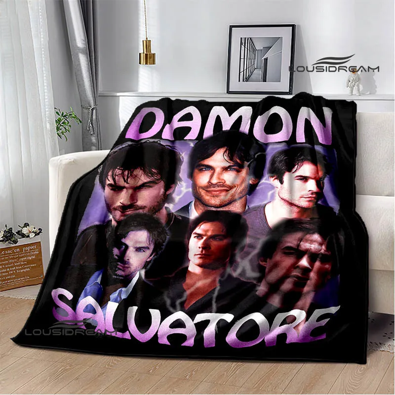 The Vampire Diaries Damon salvatore printed blanket Warm Flannel blankets Soft and comfortable blanket bed linings Birthday Gift