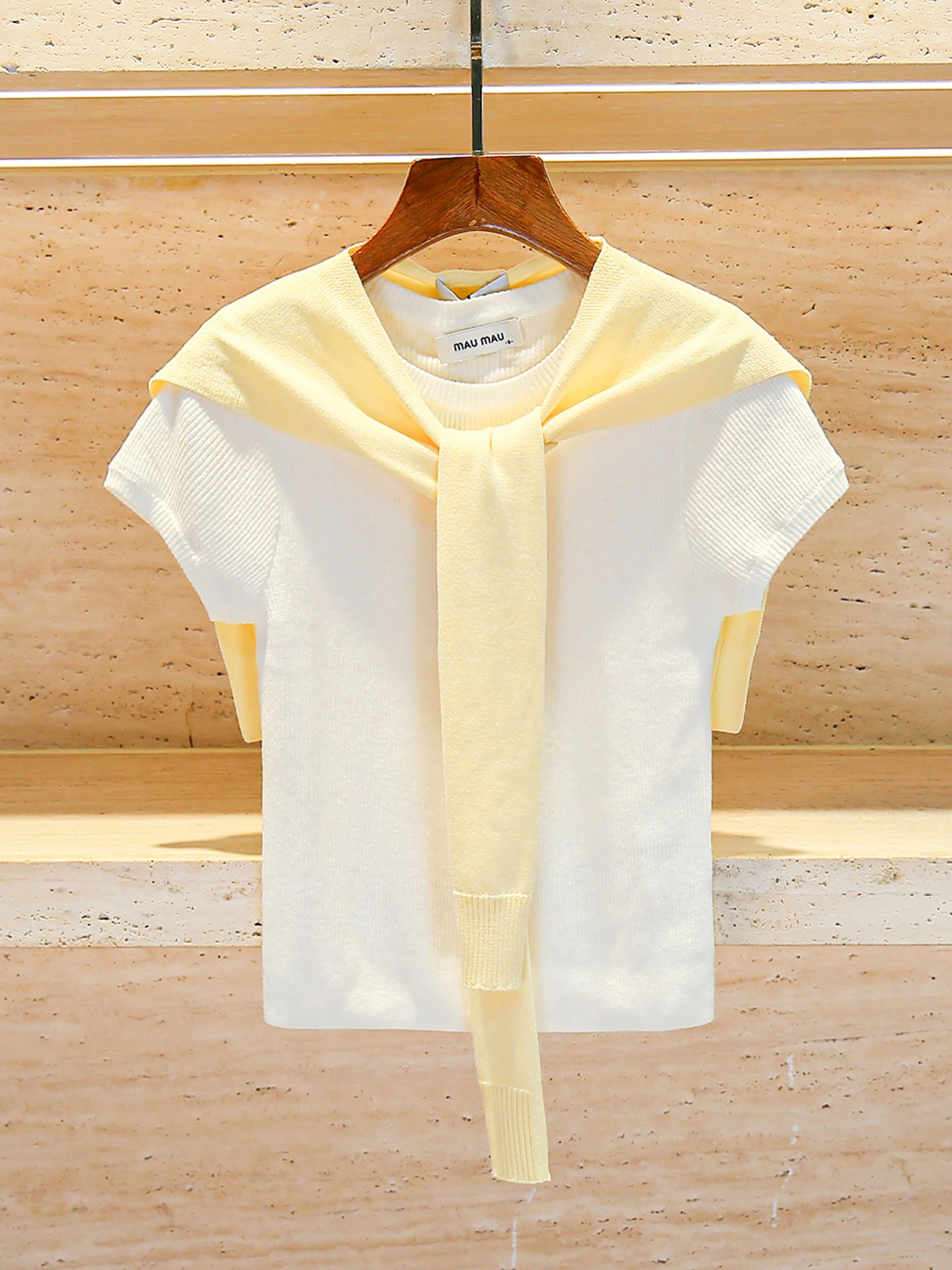 

Sweet Anti-Aging Summer 2025 Women's Knitted Top oulder awl ort Sve Faionable Commute Sle Slim Fit T-irt