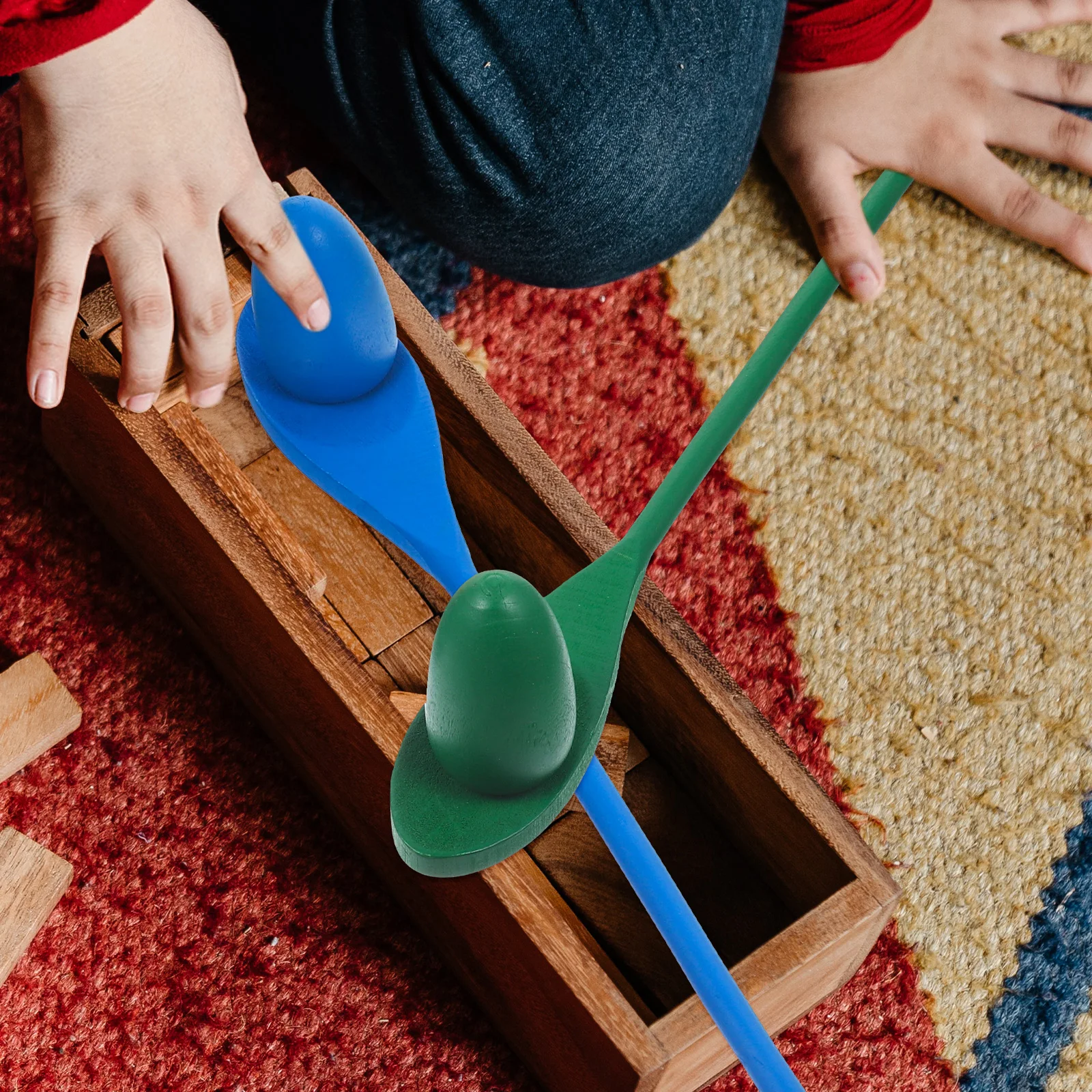 

6pcs Wooden Egg Balancing Game Outdoor Kids Toy Relay Race Training Tool Lightweight Party Activity School Kindergarten Play