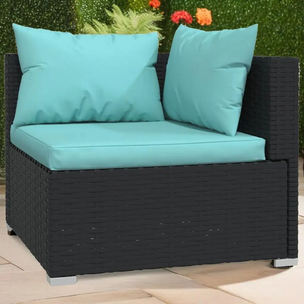 

6-Piece Black Poly Rattan Outdoor Patio Lounge Set with Cushions - Stylish Comfort for Your Garden