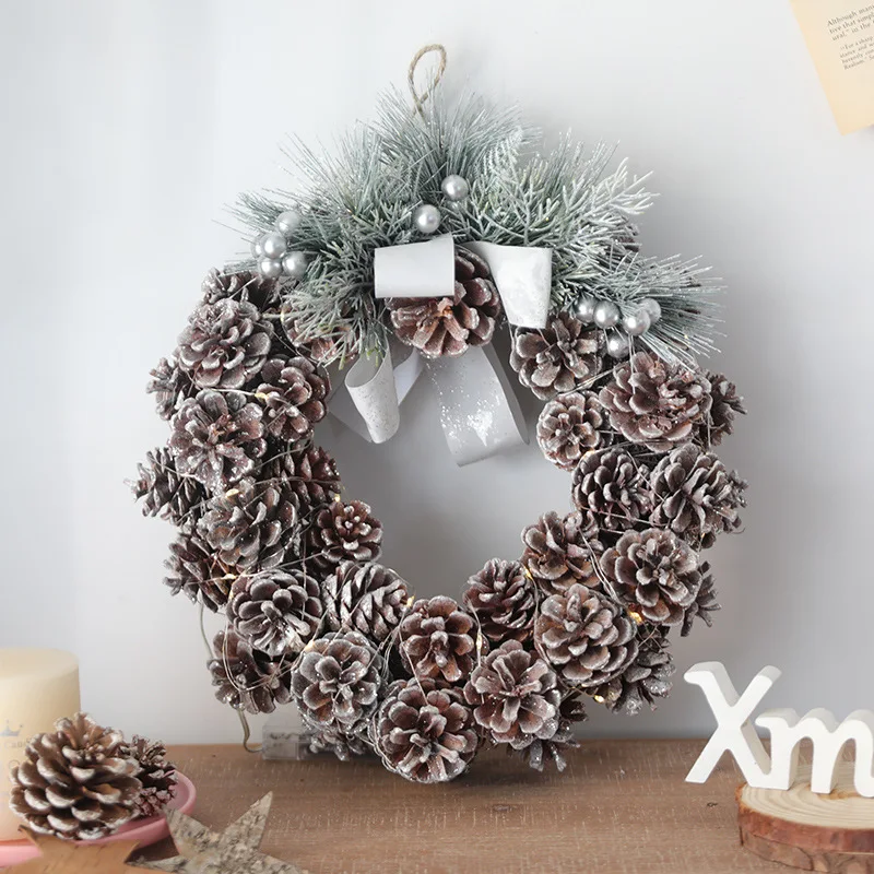 

Log pine cone Christmas wreath rattan pendant Christmas hotel mall