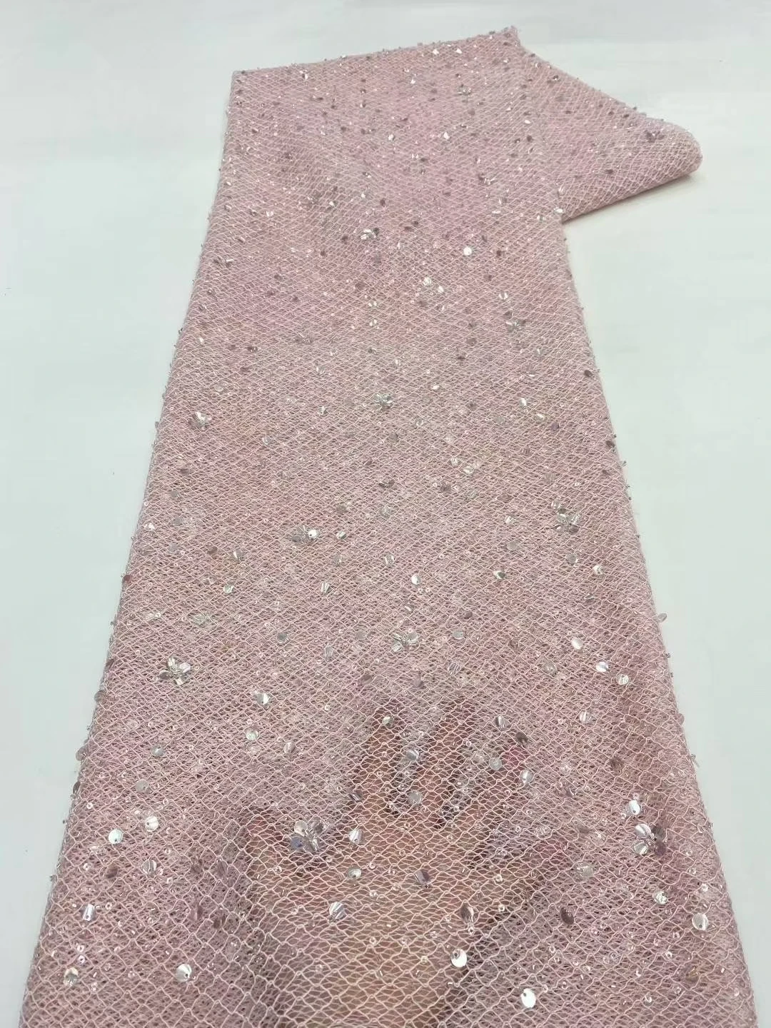 

Новое поступление, розовые блестки, африканский тюль, кружевная ткань, 2025 г., высокое качество, французская нигерийская кружевная ткань для женщин, праздничное платье KXX25165