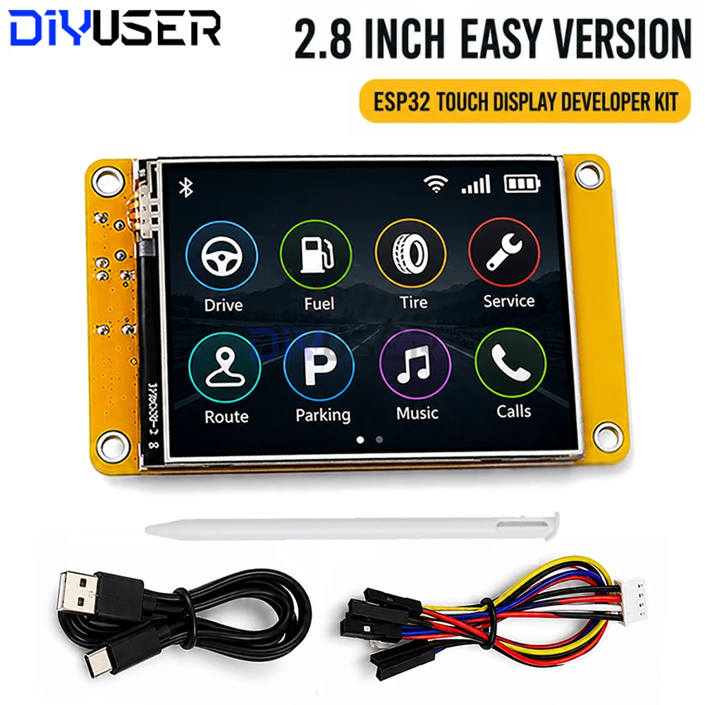 DIYUSER 2.8 Inch ESP32 Easy Version TFT Touch Display Board 240x320 WF Bt Type-C WROOM Module for LVGL