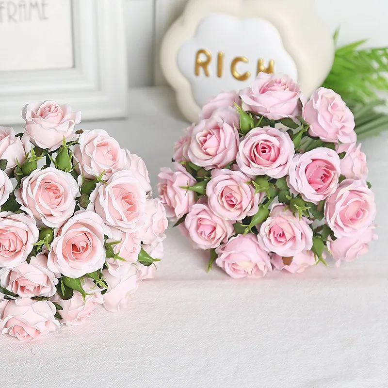 18 Einzelne Rosen in einer Hand, Fertiger Blumenstrauß, Wohnzimmerdekoration, Künstliche Blume – Detail 5