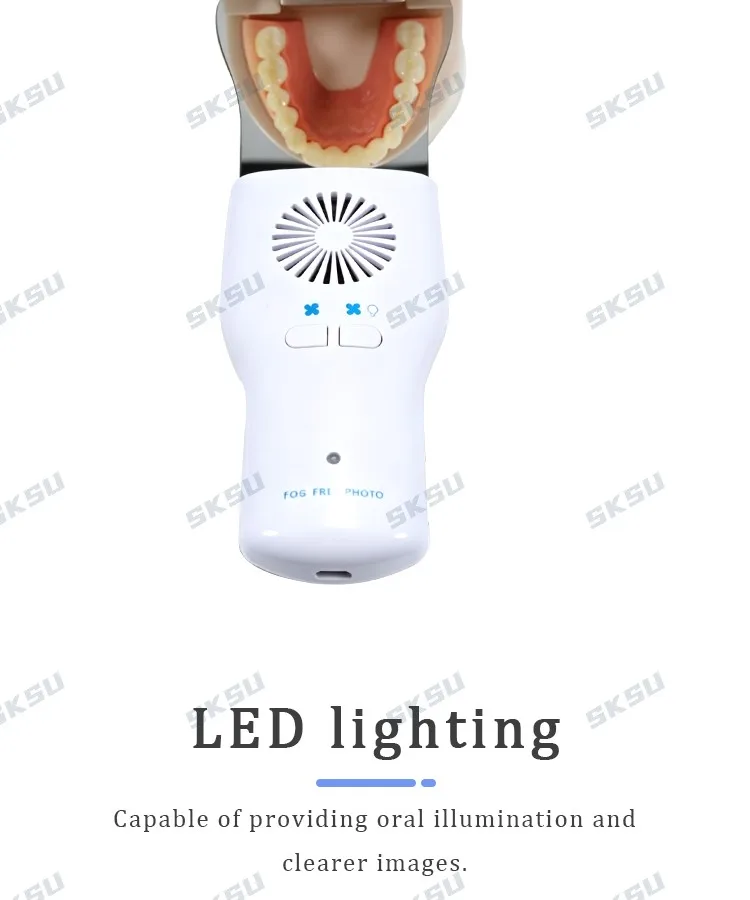SKSU Dental-Antibeschlagspiegel-Set, beschlagfrei, intraorale Fotografie, Edelstahlspiegel mit LED-Licht, kieferorthopädische Reflektoren – Detail 8