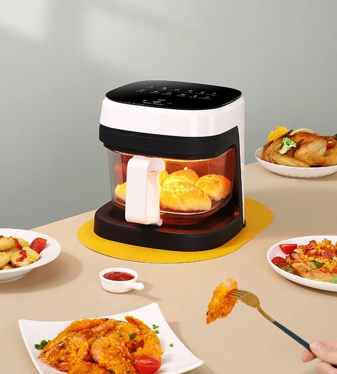 

220V NEW DESIGN 1400w 8.5L Family Size High Borosilicate Glass Inner Visible Window Digital Touch Screen Display Air Fryer