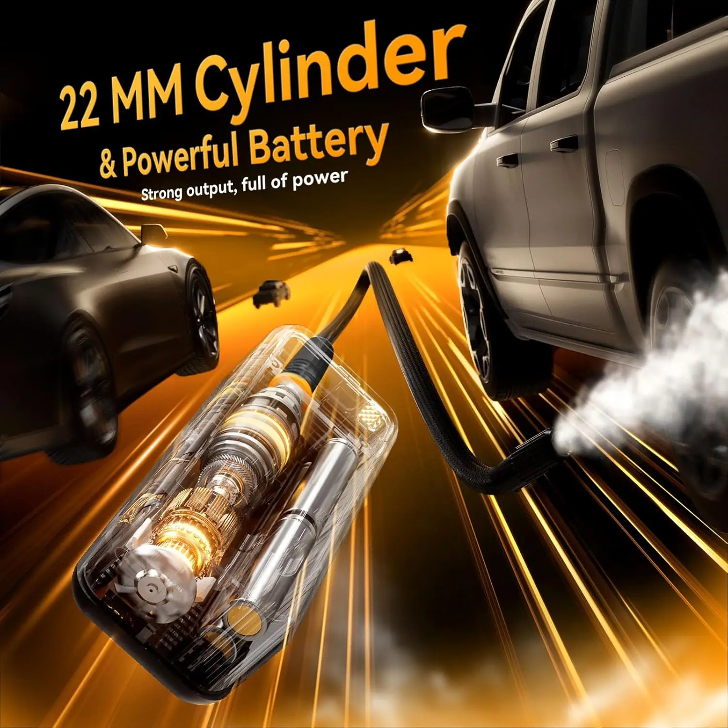 منفاخ إطارات محمول 5X أسرع 160 رطل لكل بوصة مربعة مضخة هواء لاسلكية مع إيقاف تلقائي للسيارة وسيارات الدفع الرباعي والشاحنة - تخزين مغناطيسي #4