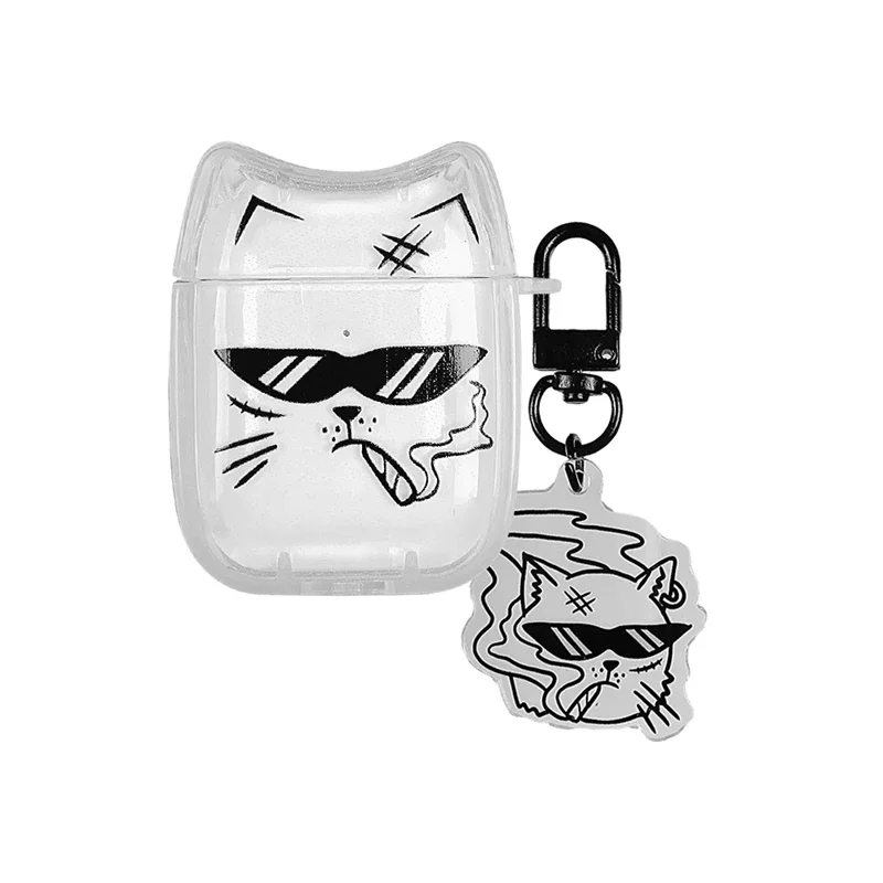 

Case For AirPods 4 Cartoon Sunglasses Cat Boss Earphone Wireless Bluetooth Headset Soft TPU Protective Cover For AirPods Pro 2 3