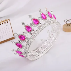 Ślubne włosy Tiara Crystal Diadem dla panny młodej korona kolor srebrny Diadem Veil Diadem ślubne akcesoria do włosów stroiki głowy biżuteria