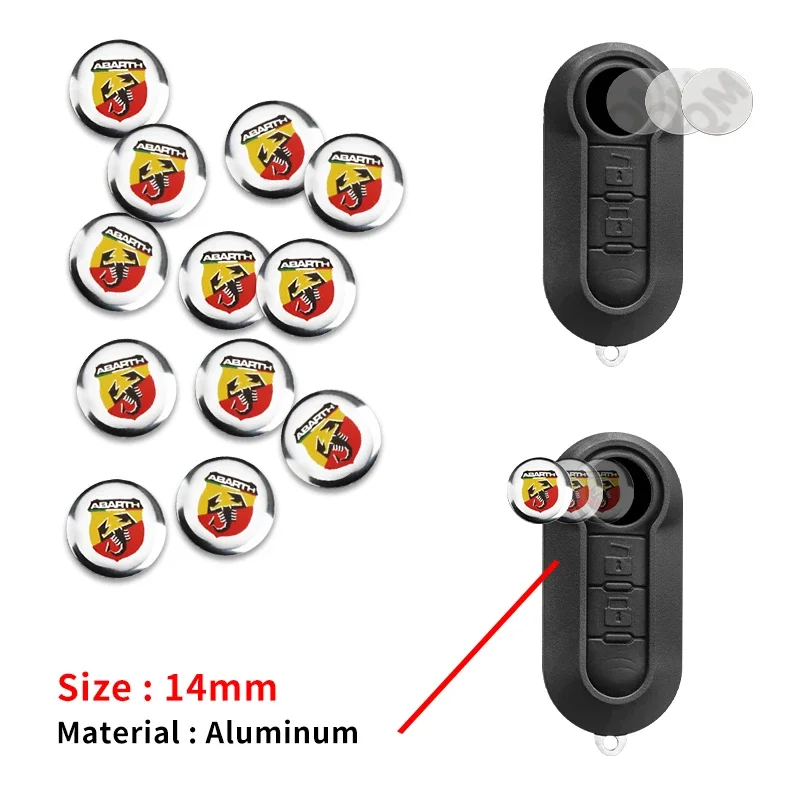 

2/5/10pcs 14MM Car Remote Key Aluminum Logo Sticker For Abarth 500 595 124 Pegatina Becquet Fiat Punto Ducato Palio Bravo Tipo