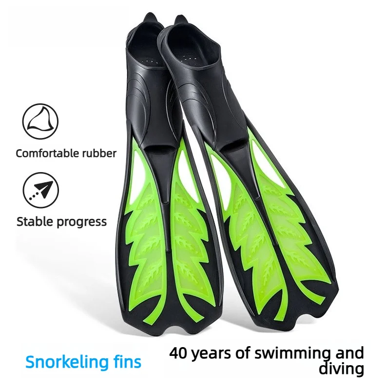 Professional Adult Diving Fins, Full Dry Snorkel Set Freediving Flippers Swimming Training Foot Gear