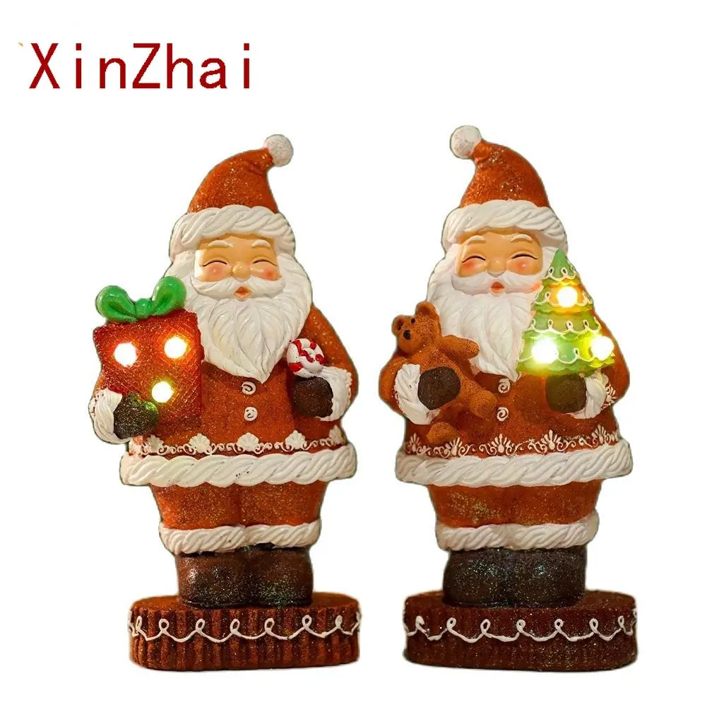 Vilead 28cm Resin Gingerbread Santa Claus Statue Collection  Figurines Christmas Decoration Party Living Room House Porch Decor