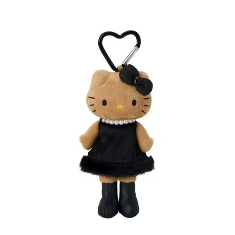 Portachiavi Peluche Sanrio Hello Kitty Nero 15cm, Ciondolo per Zaini da Ragazza, Simpatici Portachiavi Leopardati Hello Kitty
