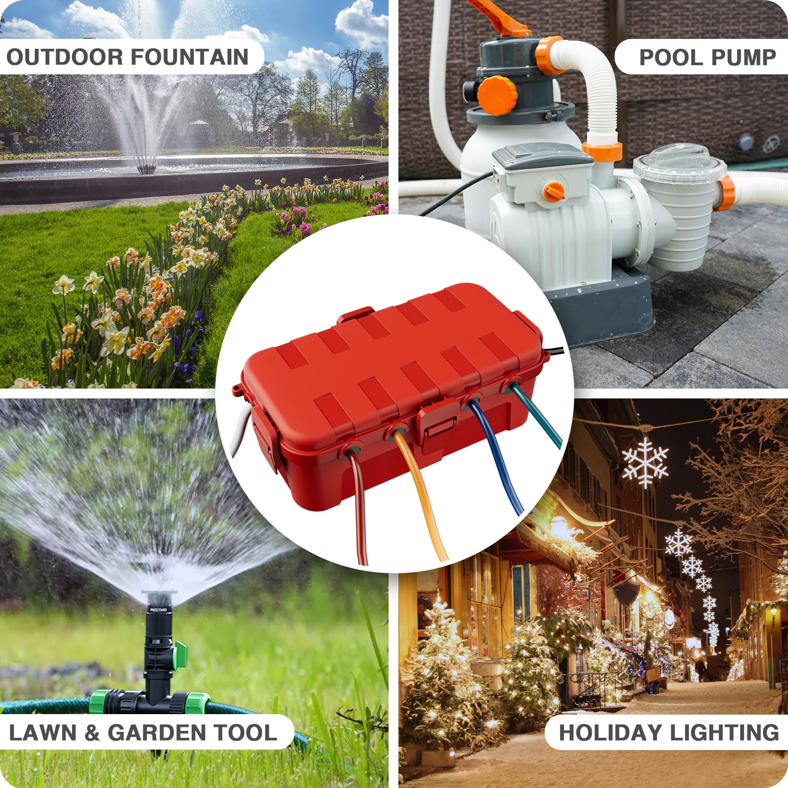 

Водонепроницаемая соединительная коробка, уличная электрическая коробка, IP54, водонепроницаемая крышка удлинителя для розетки, розетка, садовые таймеры