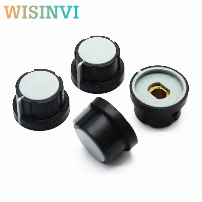 5pcs Rubber copper core knob cap Diameter 25mm height 15mm Potentiometer knob Welding machine adjustment knob circular hole 6MM