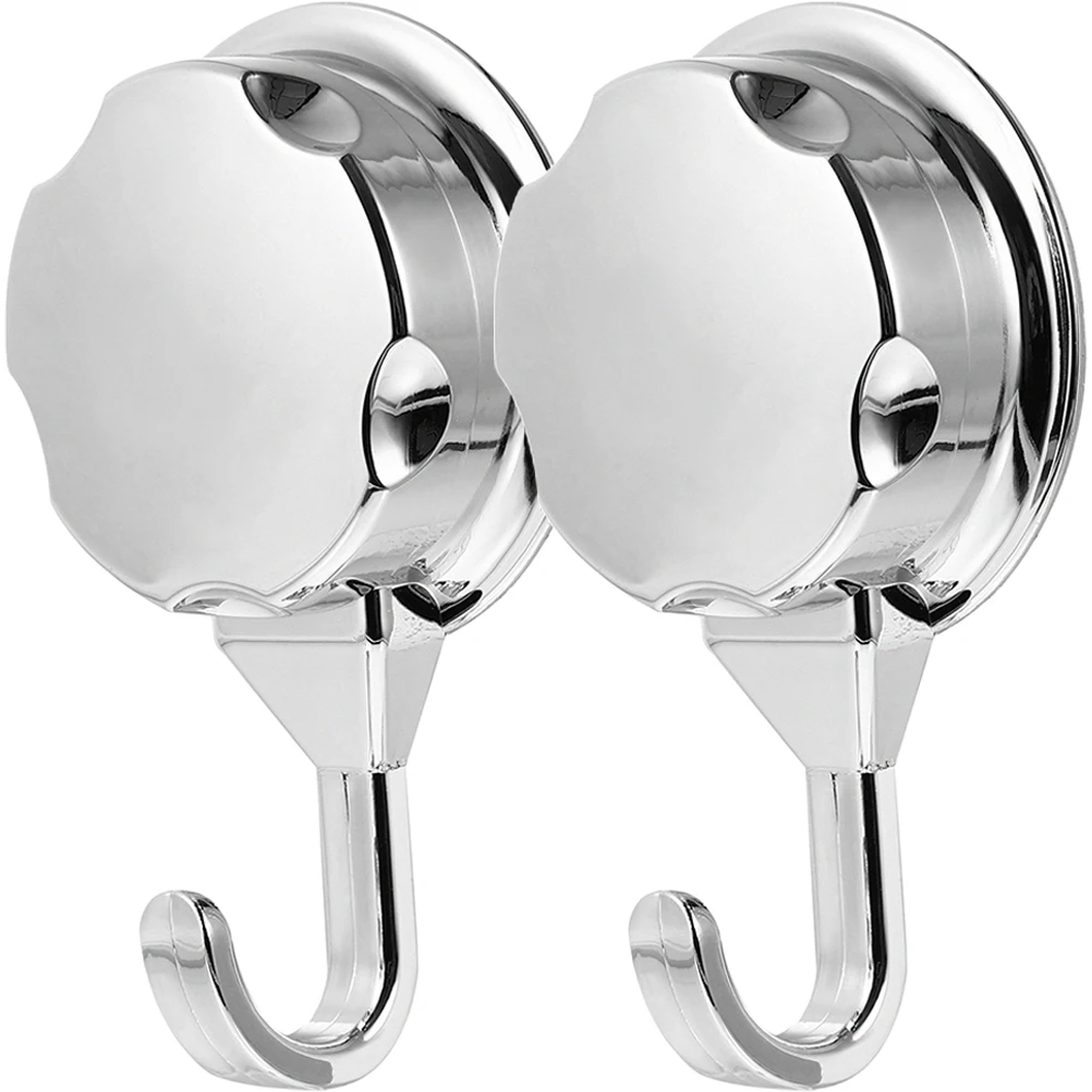 2pcs Suction Cup Hooks Reusable Bathroom Hanger Heavy Duty Wall Hanging Silver Punch Free ABS Kitchen Bedroom Clothes Handbag