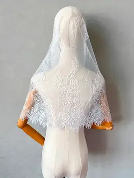 蕾絲曼蒂拉教堂面紗拉丁彌撒薄紗頭巾黑色西班牙基督教面紗婚禮新娘教堂天主教面紗 10 最佳銷售 天主教面紗 - №5