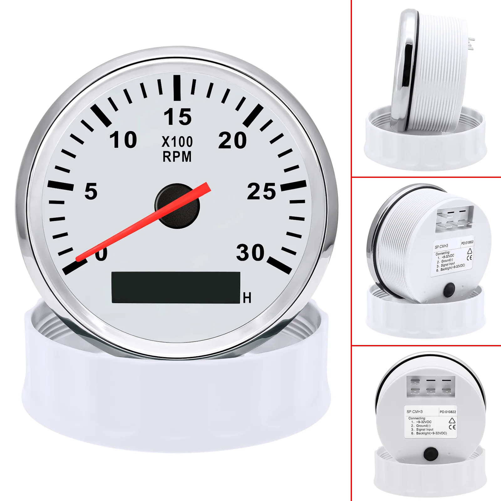 85mm Tachometer 3000RPM With Hourmeter Truck Car Boat Diesel Engine Tacho Meter RPM Gauge M18 / M16 Car Tachometer Sensor
