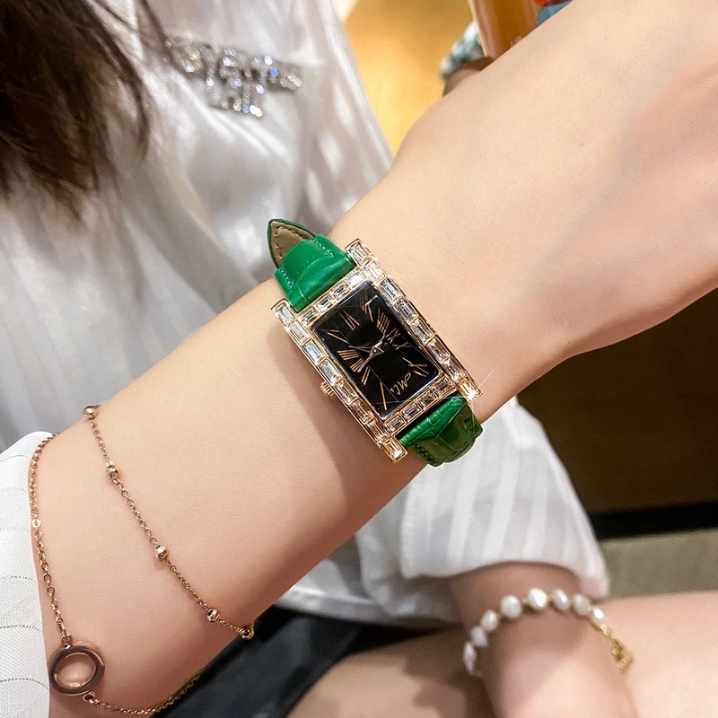 Women's Korean-Style Square Rhinestone Casual Starry Quartz Watch for Womens Business Watches