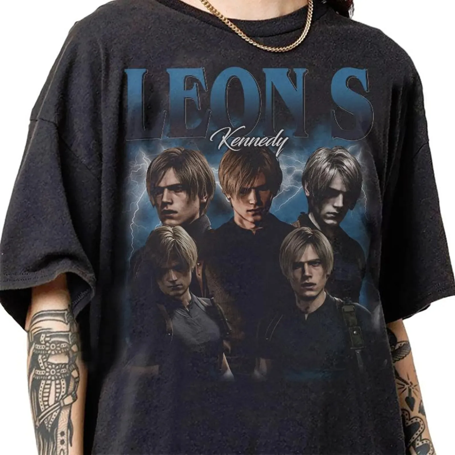 Retro jaren '90 Vintage Leon Scott Kennedy Bootleg T-shirt, Leon Kennedy grafische Retro Tee, Resident Evil cadeaus voor vrouwen