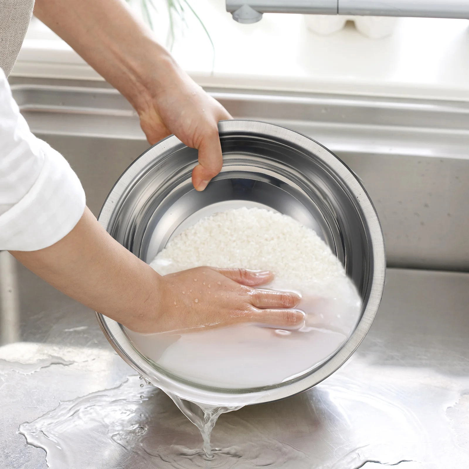 

1Set Stainless Steel Kitchen Basin Multifunctional Vegetable Washing Drain Basket Fruit Strainer Salad Colander Food Preparation