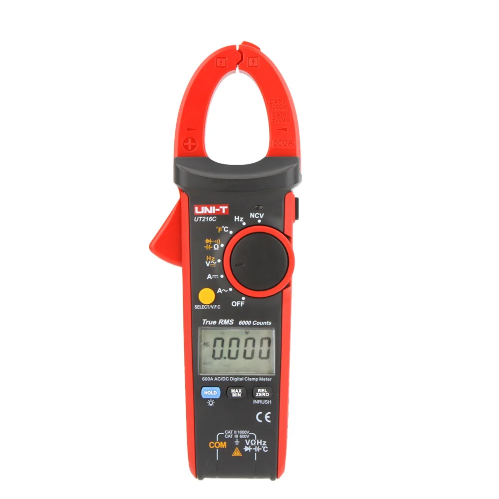 UNI-T UT216C 600A Pinza amperimétrica Ac Dc Probador de abrazadera de rango automático Multímetro de abrazadera Probador de pinzas digitales