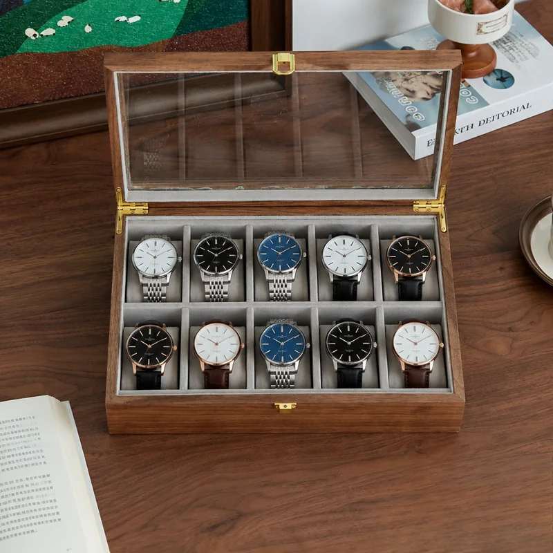Solid Wood Watch Box Luxury Watches Organizer Boxes Dustproof Watch Collection Case 5/10 Slots Wrist Watches Display Cases