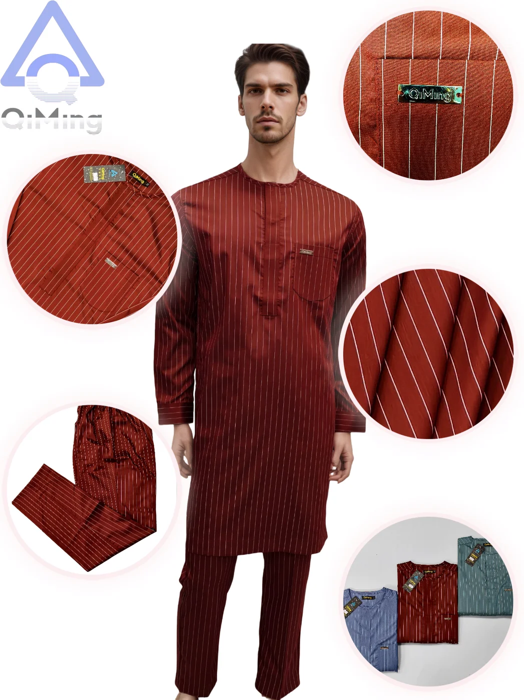 Luxury 60% Cotton Tobe Muslim Mens Abaya Arab Wedding Turkish Kaftan Striped Style Islamic Prayer Dubai Arabic Full Clothes Man