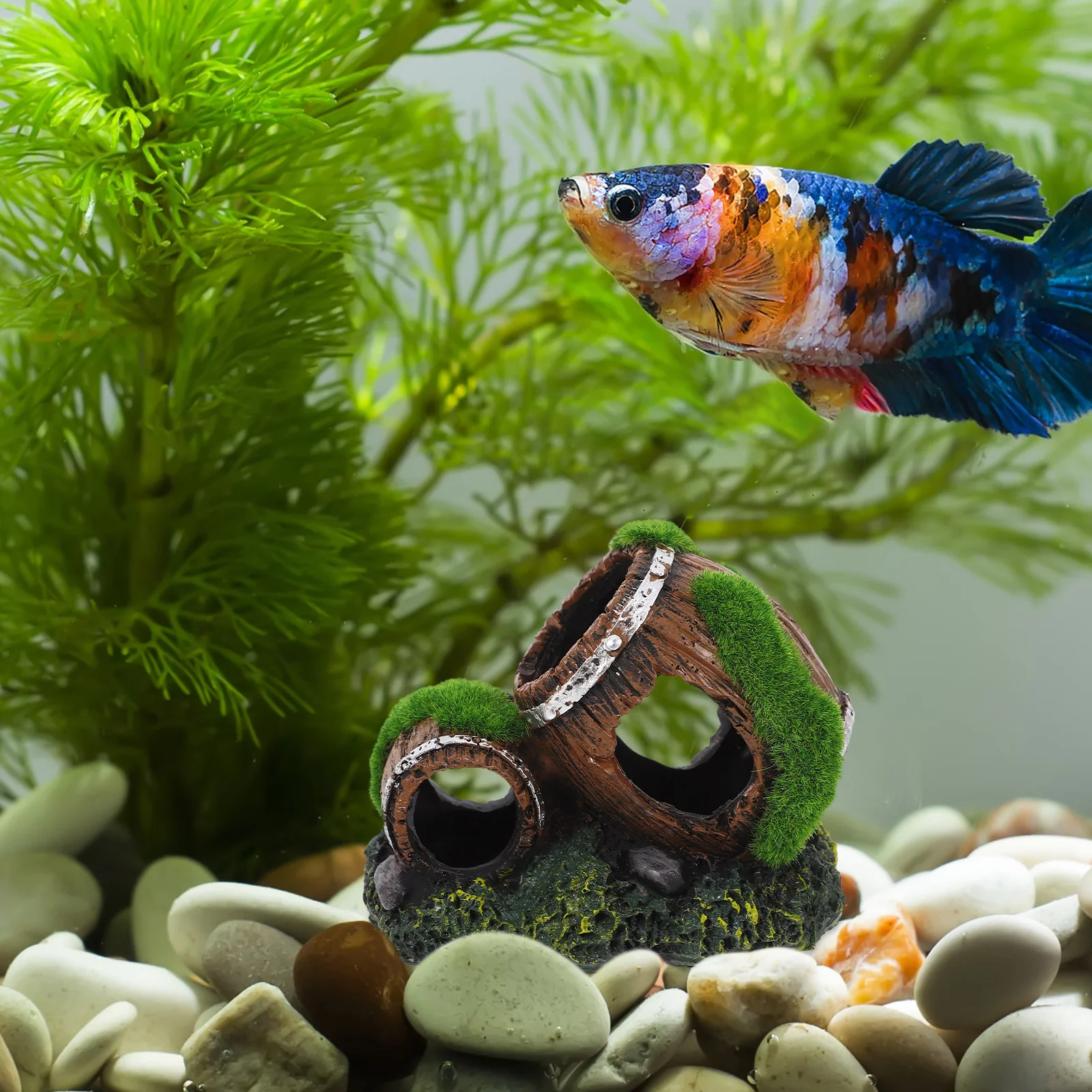 

Barrel Resin Broken Barrel Aquarium Decorations Betta Hideout Turtle Aquarium naments Cave Fish Tank Accessories