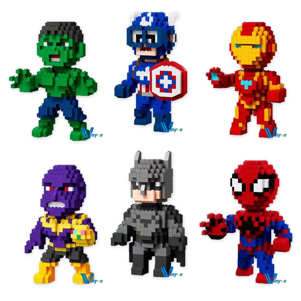 Marvel Micro Building Blocks Batman Spider-Man Iron Man Thanos Model Hulk Mini Brick Captain America Toys For Christmas Gift