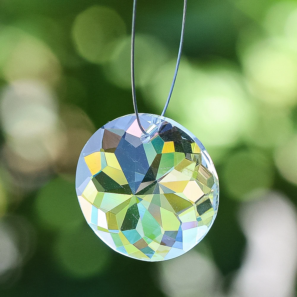 30mm Rainbow Mandala Crystal Hanging Faceted Prism DIY Sun Catcher Making Chandelier Lighting Parts Home Wedding Hanging Decor