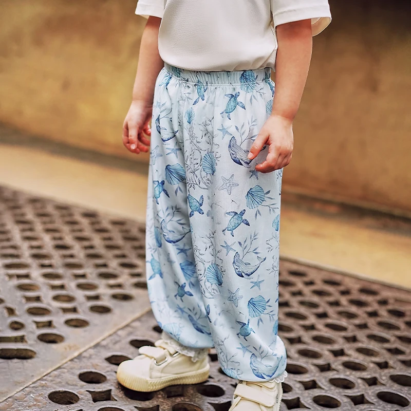 OUYUN  Children Mosquito-Resistant Pants Summer Thin Baby Boys Girls Shake-Shake Long Pants Casual Wear for Toddlers