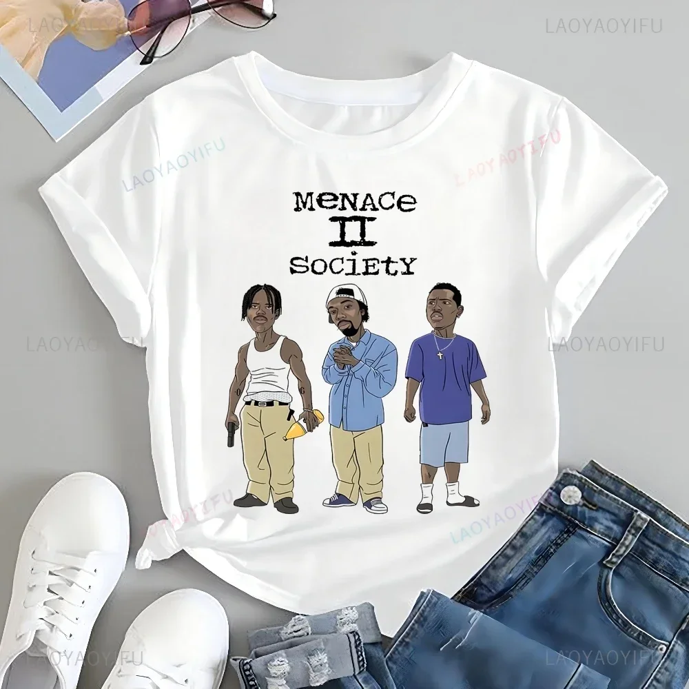 Camiseta con estampado de película MeNACe SOCIEtY 2, camiseta Unisex de manga corta Harajuku de tendencia neutra, camiseta grande con gráfico
