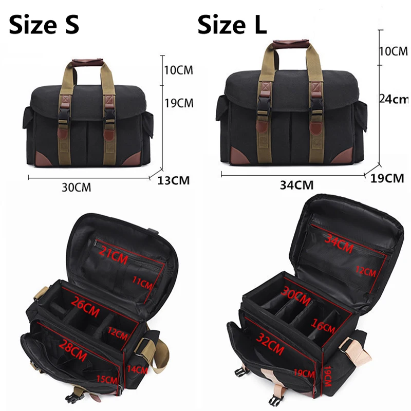 Large Capacity Canvas Crossbody Shoulder Bag Handbag for Canon Nikon Sony DSLR Cameras Photography Accessories
