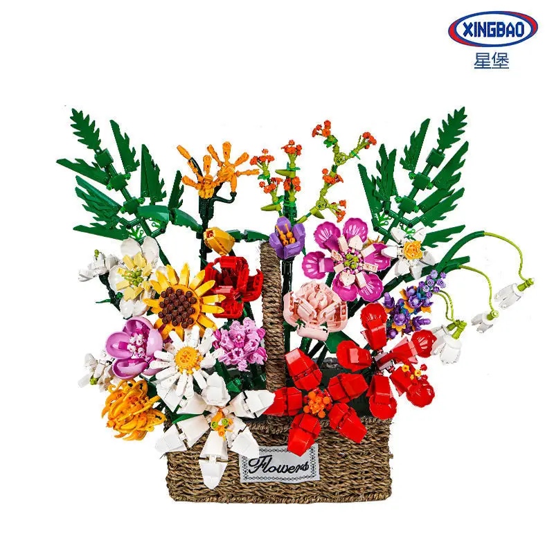 Building Block Bouquet Compatible with Particles Diy Flower Decoration Flower Arrangement Home Decoration Assembly Toy Gift