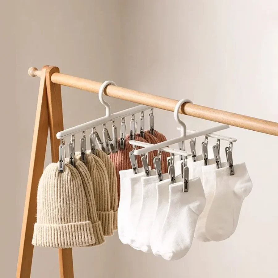 

Socks Drying Rack with 10 Clips, Multi-Function Dormitory Student Home Balcony Drying Clips, Underwear Drying Clips