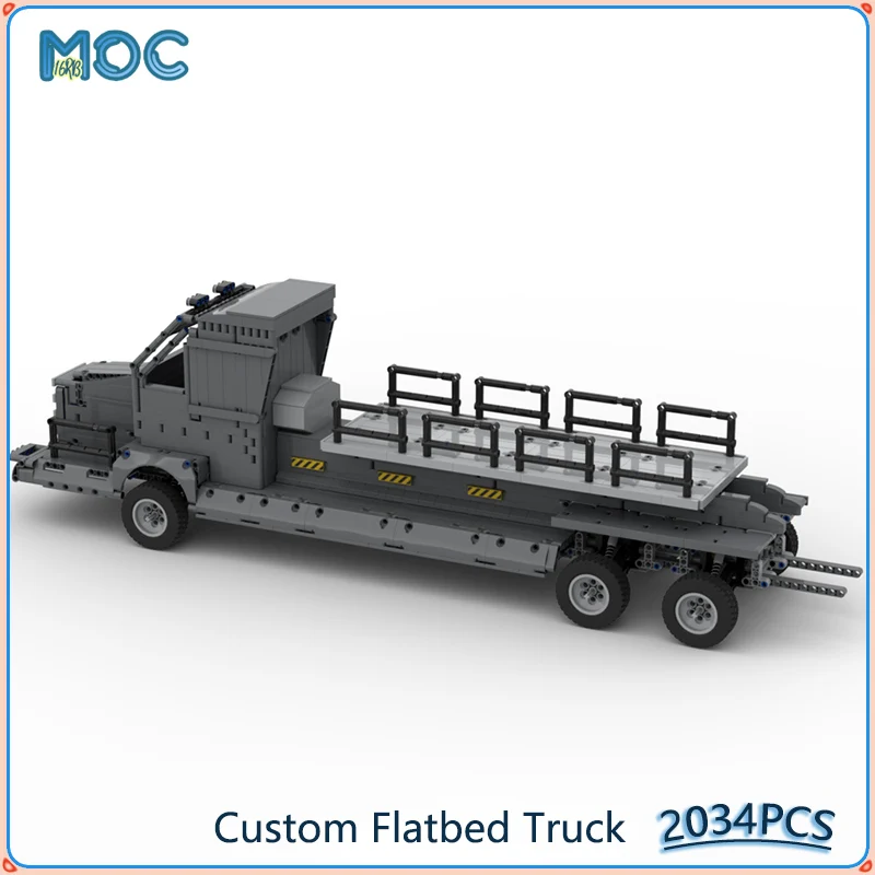 Custom Flatbed Truck Model MOC Building Blocks DIY Assemble Bricks Transportation Vehicle Collection Display Toys Gifts 2034PCS