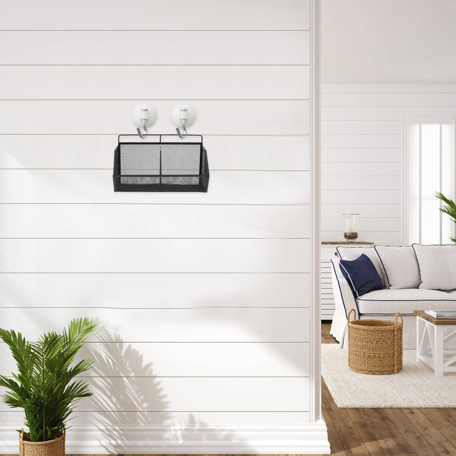 

1 Set Iron Wall Hanging Basket Multifunctional Storage Organizer Hollow Design Kitchen Pantry Laundry Bathroom Space Saving