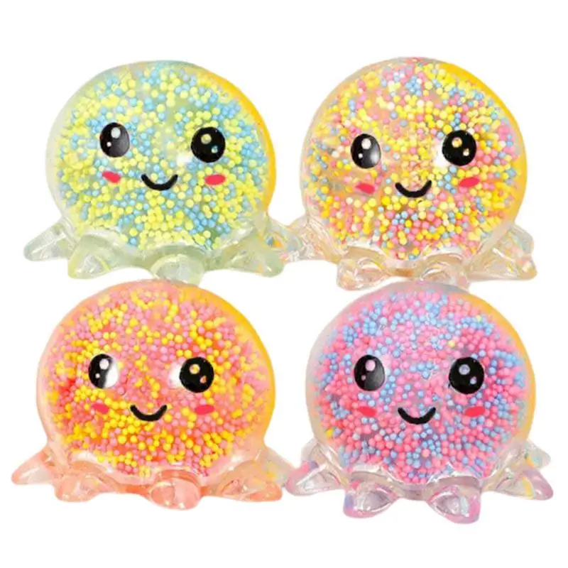 1PCS Squishy Octopus Stress Balls with Light Stress Relief Toy Girls Kids Fidget Toys Colorful Squid for christmas gift Stuffers