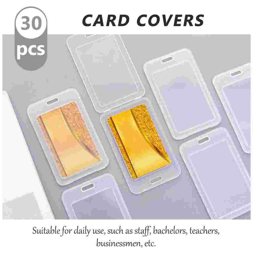 30 Pcs Blank Card Holder Practical Bus Name Tag Storage Clear Sleeves Cover ID Badge